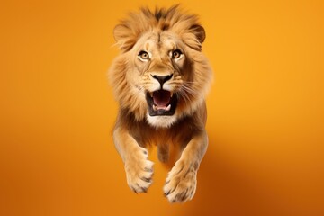 Obraz premium Happy lion jumping and having fun.