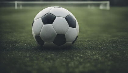 Fototapeta premium Soccer ball on soccer field.