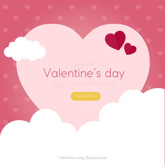 Valentine's day party poster template in paper style