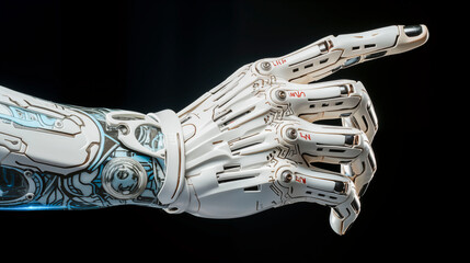 A robotic mechanical arm pointing with index finger