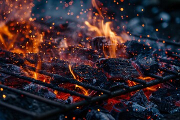 Charcoal fire grill - obrazy, fototapety, plakaty