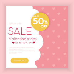 Valentine's day party poster template in paper style