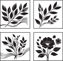 Set of lotus flowers icons. Lotus black silhouette icons
