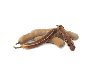 Fresh and perfectly ripe sweet tamarind. Placed isolated on a white background.