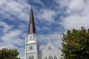 Wooden white church. Victorian architecture. Ponsonby Road Auckland New Zealand