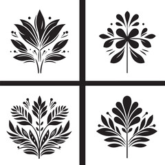 Set of lotus flowers icons. Lotus black silhouette icons