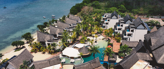 Aerial View of Tropical Island Resort in Mauritius