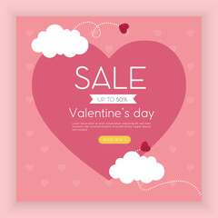 Valentine's day party poster template in paper style