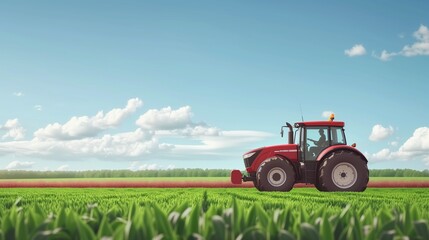 Obraz premium Tractor in an agricultural field, symbolizing the essence of farming, cultivation, and plant growth