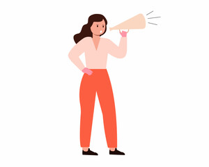 woman holding megaphone for promotion and advertising Creative design idea for poster, banner vector illustration
