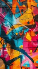 A vibrant street art-inspired piece showing a wall with inspirational graffiti about resilience and mental strength