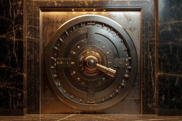 Retro Bank Vault Door With Closed Secure Safe, Perfect For Background