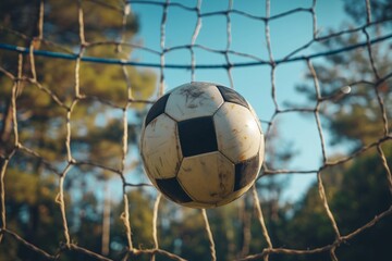 Soccer Ball Scores Perfect Goal, Capturing The Spirit Of Outdoor Sports