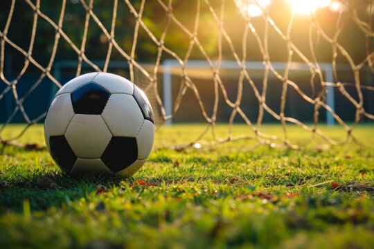 Soccer Ball Scores Perfect Goal, Capturing The Spirit Of Outdoor Sports