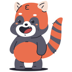 Cute red baby panda vector cartoon character illustration isolated on a white background.
