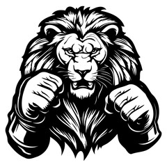 lion wearing boxing gloves