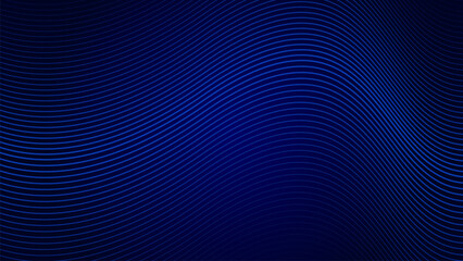 Technology background dark blue color with glowing wavy futuristic lines. Suitable for banners, posters, wallpapers, covers. Vector illustration