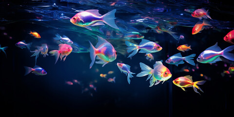 Fototapeta na wymiar Beautiful group of sea fishes. underwater colorful life
