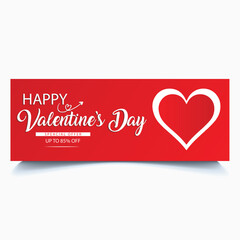 Happy Valentine's Day Sale Poster or banner with symbol of heart and valentine elements on white background.
