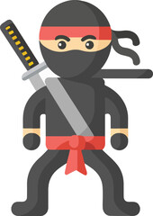 ninja warrior with sword flat vector illustration