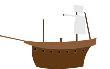 ship in the sea flat vector cartoon illustration, clip art