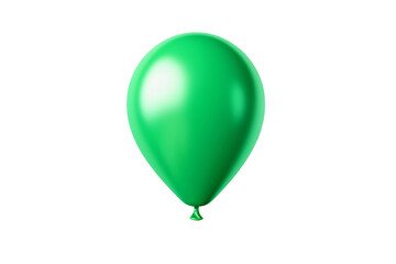 Green helium birthday balloon on transparent background. Generative ai design.