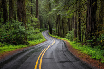 Fototapeta na wymiar Scenic road in Redwood National Forest