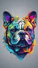 Vector neon logo art bulldog head.