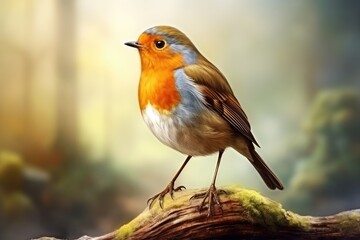 Serene Robin Perched Amidst Forest Splendor: Capturing Nature's Essence Generative AI