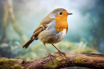 Serene Robin Perched Amidst Forest Splendor: Capturing Nature's Essence Generative AI