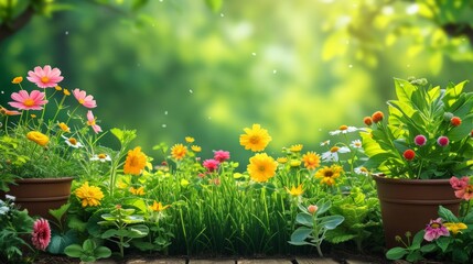 Fototapeta na wymiar Beautiful background for garden spring party advertising