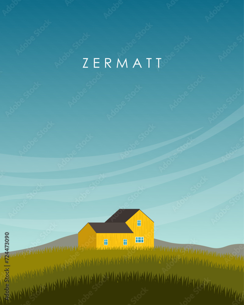 Wall mural Zermatt Switzerland travel poster.