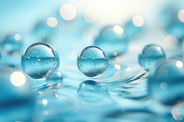 Water droplets on blue surface