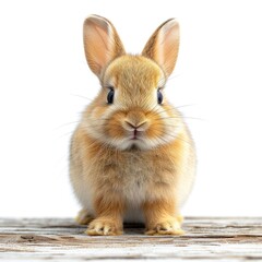 Rabbit On Table Against On White Background, Illustrations Images
