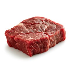 Obraz premium Raw Piece New York Beef Steak On White Background, Illustrations Images