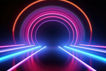 Neon-lit tunnel