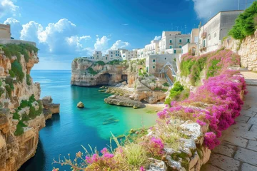 Fotobehang aerial view Spectacular spring cityscape of Polignano a Mare town, Puglia region, Italy © Kien