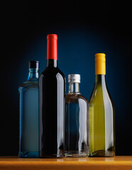 Spirits sophistication: Bottles displayed on a bar table