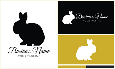 silhouette vector rabbit logo template