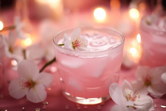 Cherry Blossom Bliss: Sakura-inspired cocktail in a delicate glass.