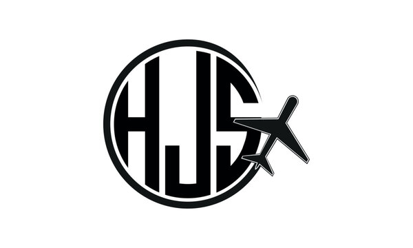 HJS three initial letter circle tour & travel agency logo design vector template. hajj Umrah agency, abstract, wordmark, business, monogram, minimalist, brand, company, flat, tourism agency, tourist