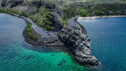 Aerial View of Cliffside Road in Mauritius