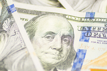 Lots of 100 dollar bills, macro, close-up money. the concept of US cash money. US paper money....