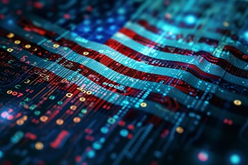 cybersecurity concept with flowing digital data and binary code, network protection and encryption, abstract technology and internet security