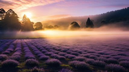 Sunrise Bliss in Lavender Fields