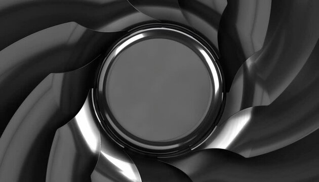 Seamless looping black Friday video background of a steel computer fan