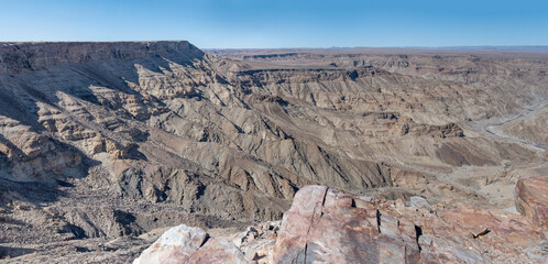 steep worn slopes from Hangpoint lookout, Fish River Canyon,  Namibia