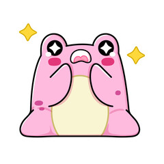 frog on the water cute kawaii green frog with sparkles png icon illustration sticker