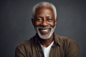 A joyful, wise man with a distinguished white beard and twinkling eyes, exuding warmth and character as he stands against a plain wall in his stylish clothing, his face adorned with wrinkles and a ne - obrazy, fototapety, plakaty
