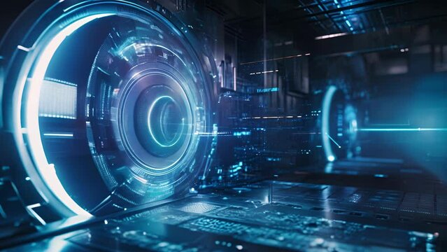 A hologram of a virtual vault signaling the secure storage and protection of valuable digital ets.